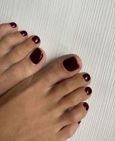 Pedicure Ideas Dark Colors, Dark Red Toes Pedicure, Dark Pedicure Colors Toenails, Dark Pedicure Ideas, Dark Brown Pedicure, Dark Toenail Polish, Wine Red Toe Nails, Maroon Toe Nails, Dark Toe Nail Colors