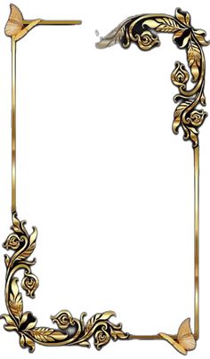 an ornate gold frame with flowers and leaves on the edges, isolated against a white background