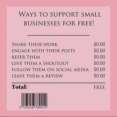 a pink poster with the words ways to support small businesses for free