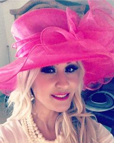 Pink Kentucky Derby Hat Derby Attire, Formal Hat, Hat Tea Party, Plaid Bow Tie, Church Hat, Tea Party Hats, Kentucky Derby Hat, Derby Hat, Church Hats