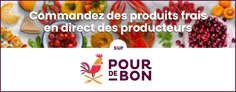 an advertisement with fruits and vegetables on it for the french food company pour de bon