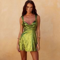 Brand New With Tags. It Is A Little Too Big For Me. Never Worn. Missed Return Window. Heily Biber Dress, Classy Homecoming Dress, Project Runway Dresses, Runaway The Label, Metallic Mini Dresses, Mini Dress Formal, Project Runway, Runway Dresses, Green Mini Dress