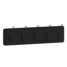 a black wall mounted coat rack with five hooks