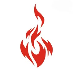 a red flame logo on a white background