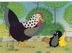 an animated image of a chicken and a duckling