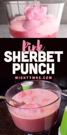 pink sherbet punch in a glass bowl