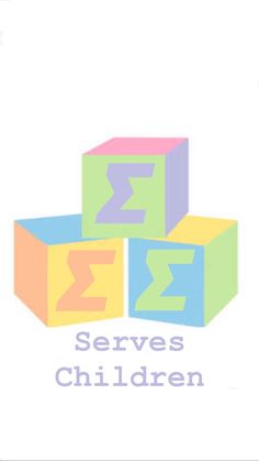 three blocks with the words serves children written in white and blue on top of them