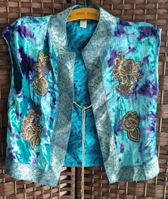 Vintage Chico Size 1 tie front vest in velvet and silk Tie Front Vest, Mermaid Room, Cool Deck, Vintage Vest, Divination Tools, Tarot Spreads, Vest Top, Belly Dance, Velvet