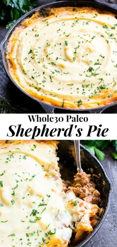 two images side by side one with shepherd's pie and the other with mashed potatoes