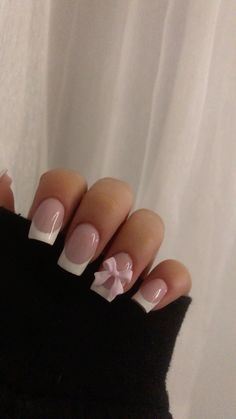 French Nails With Gems, Esthetic Nails, Y2k Stuff, Girly Nails, Nail Business, French Nails, Beautiful Birds, Cute Nails