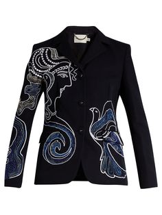 Embroidered Blazer, Cotton Twill Jacket, Slim Blazer, Slim Fit Jackets, Mary Katrantzou, Lakme Fashion Week, Evening Jackets, Embroidery Fashion, Embroidered Jacket