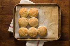 six biscuits on a baking sheet ready to be baked