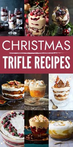 christmas trifle recipes cookbook cover with images of desserts and other holiday treats