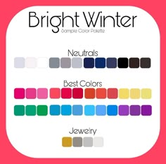 Clear Winter Color Palette Clothes, Bright Winter Colour Palette Outfits, Bright Winter Outfits Color Palettes, Winter Bright Palette, Bright Winter Jewelry, Bright Winter Palette Outfits, Bright Winter Aesthetic, Bright Winter Color Palette Outfits, Bright Winter Palette