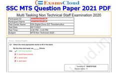 the exam question paper for ssc mts question paper