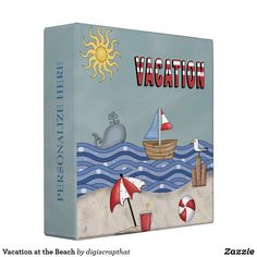 a book cover for vacation at the beach by dignigraphia, with an image of a boat and umbrellas in the sand