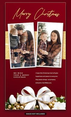 a christmas card with two photos on it