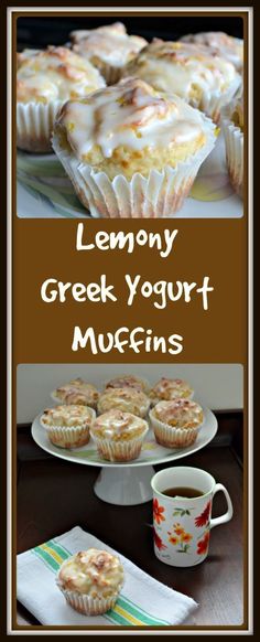 lemony greek yogurt muffins on a white plate