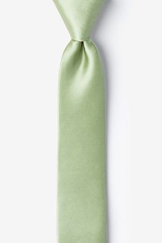 Celadon Green Skinny Tie Classic Solid Color Neckwear For Weddings, Classic Solid Color Wedding Neckwear, Elegant Solid Color Neckwear For Weddings, Classic Solid Neckwear For Wedding, Solid Wedding Neckwear With Ties, Wedding Suit And Tie Accessories With Satin Finish, Elegant Neckwear For Wedding, Elegant Green Formal Neckwear, Classic Satin Standard Tie