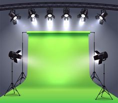 an empty stage with spotlights and lighting equipment - backgrounds decorative objects on separate layers