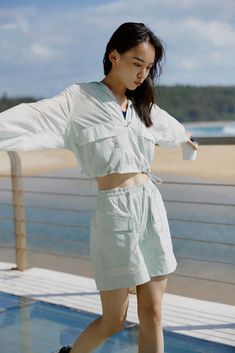 Breeze High Waist Drawstring Shorts – NEIWAI Embroidered Pajamas, Button Up Pajamas, Sun Block, Light Sun, Boatneck Sweater, Wool Turtleneck, Keep Your Cool, Drawstring Shorts, Outdoor Woman