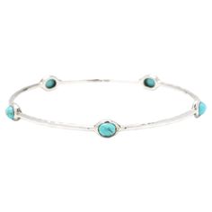 This Ippolita Rock Candy 5 Stone Turquoise Bangle Bracelet is a beautiful and simple piece of jewelry made of high-quality sterling silver. The bracelet features five stunning turquoise stones that add a touch of color and natural beauty. With a length of 7 7/8 inches, this bangle is a versatile accessory that can be worn on its own or stacked with other bracelets for a more statement look. The simple design and vibrant turquoise color make this bracelet perfect for adding a pop of color to any Turquoise Bangle, Modern Bangle, Modern Bracelets, Stone Bangle, Rock Candy, Turquoise Stones, Love Ring, Turquoise Color, Gold Jewelry Fashion