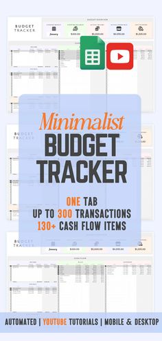 the minimalist budget tracker is shown in this graphic style, with text overlaying it