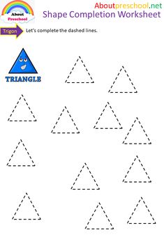 the shape worksheet for children to learn how to draw triangles and triangles