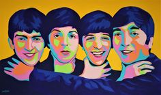 an image of the beatles painting on canvas