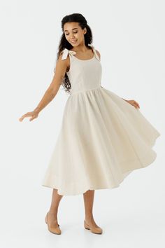 Dive into vintage charm with our Amelia Dress. Made from 100% hemp, it ensures comfort with a full circle skirt, side zip, and elastic back detailing. The open neckline with laces gives it a timeless appeal, perfect for brunches or semi-formal gatherings. Discover more from Sondeflor Shop here: https://www.etsy.com/shop/SondeflorShop DRESS DESIGN FEATURES: * Tailored fit * Full circle skirt with white interior lining on the bottom hem * Size zip * Elastic back detailing * Open neckline finished Summer Dresses Wedding Guest, Hemp Dress, Minimalist Dress, Dress Minimalist, Dresses Wedding Guest, Material Things, Dress Cottagecore, Amelia Dress, Full Circle Skirt