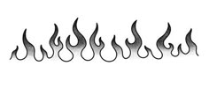 black and white drawing of flames on a white background