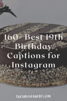 a chocolate birthday cake with the words, best 19th birthday captions for instagram