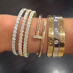 Diamonds Bangles, Arm Candies, Stephanie Gottlieb, Jewerly Bracelets, Arm Party, Cartier Jewelry, Jewelry Organizer Box, Diamond Bangle, Cartier Love Bracelet