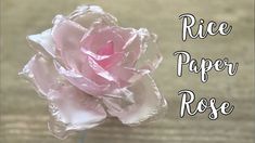 a pink flower with the words rice paper rose