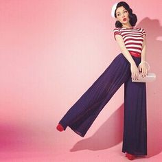 Retro Pants Outfit, Lindy Hop Outfit, Stile Pin Up, Vestidos Pin Up, Interior Design Courses Online, Nautical Outfits, Interior Design Courses, Lindy Hop, Look Retro