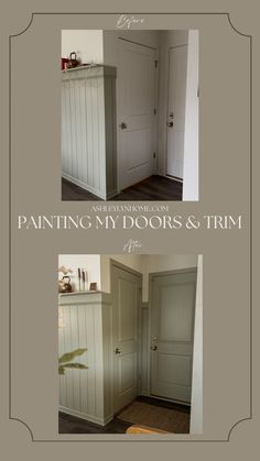 the front and back doors of a house with text overlay that reads painting my doors & trim