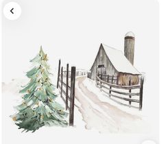 Home Watercolor Painting, Watercolor Art Winter, Xmas Watercolor, Farm Poster, Farm Watercolor, Christmas Widgets, Vermont Farms, Winter Paintings, Watercolor Farm