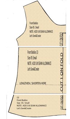 the front and back side of a sewing pattern