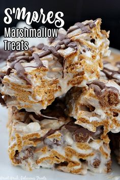 marshmallow treats stacked on top of each other with the title in the middle