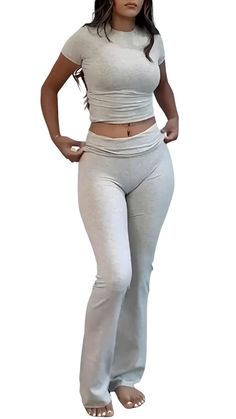 Yoga Leggings Outfit, Lounge Outfits, Two Piece Outfits, Yoga Outfits, Pajama Outfits, Lazy Day Outfit, Lounge Outfit, Flared Leggings, Leggings Set