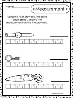 measurement worksheet for students to practice measuring