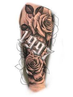 an arm with roses and the word love on it