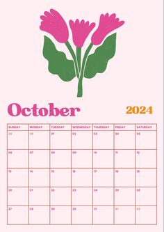 a calendar with pink flowers and green leaves on the front, is shown in this image