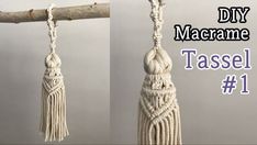 two pictures of macrame tassels hanging from a branch with the words diy macrame