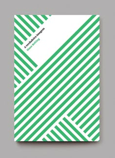 a green and white book cover with diagonal lines on the front, in an abstract manner