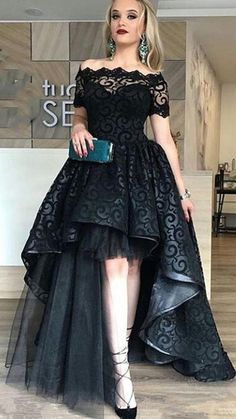 High Low Ball Gown, Long Party Gowns, Cheap Gowns, Fashion Formal, Evening Dresses With Sleeves, فستان سهرة, Black Evening Dresses