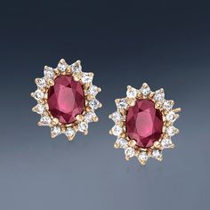 Free shipping and easy returns on Ross-Simons Burmese Ruby And . Diamond Stud Earrings In 14kt Yellow Gold . A top-rated jeweler since 1952, Ross-Simons travels the world to find h Ruby Stud Earrings, Burmese Ruby, Ruby Earrings Studs, Ruby Birthstone, Expensive Jewelry, Ruby Earrings, Diamond Stud Earrings, Diamond Stud, Burmese