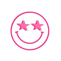 two pink stars are in the middle of a circle with one star pointing up at another