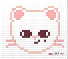 a cross stitch pattern with the face of an anime character in pink and brown colors