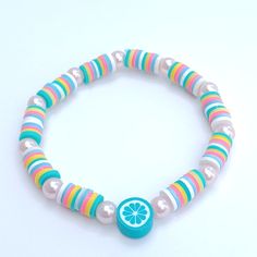 Handmade item Clay bead bracelets! Neon Clay Bead Bracelet Ideas, Multicolor Wooden Beads Friendship Bracelets, Colorful Beads Pearl Bracelet For Friendship, Multicolor Pearl Bracelet With 8mm Round Beads, Handmade Playful Beaded Bracelets, Polymer Clay Beads Bracelet Ideas, Preppy Clay Bead Bracelets, Clay Beads Bracelet Ideas, Clay Bead Ideas